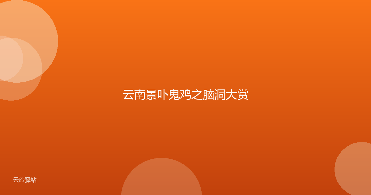 云南景卟鬼鸡之脑洞大赏