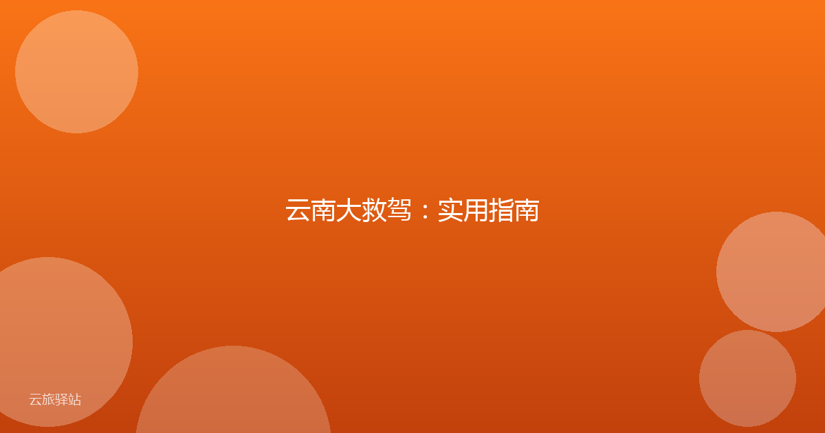 云南大救驾：实用指南