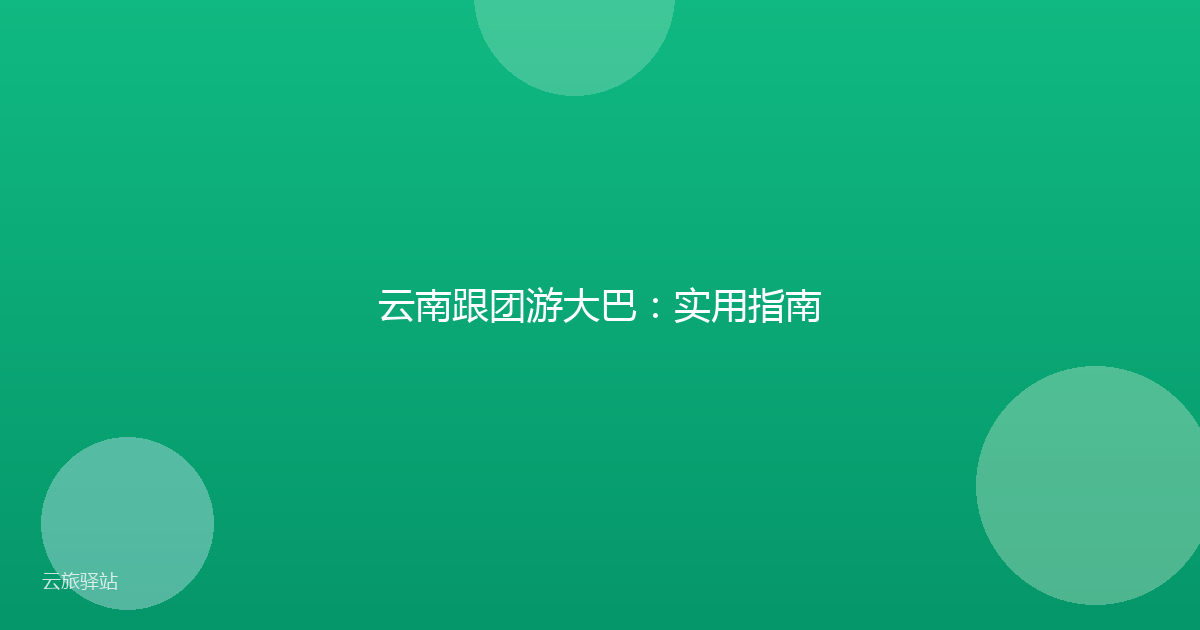 云南跟团游大巴:实用指南