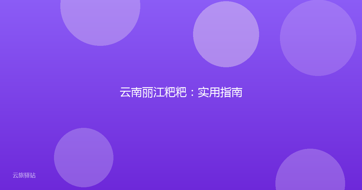 云南丽江粑粑:实用指南