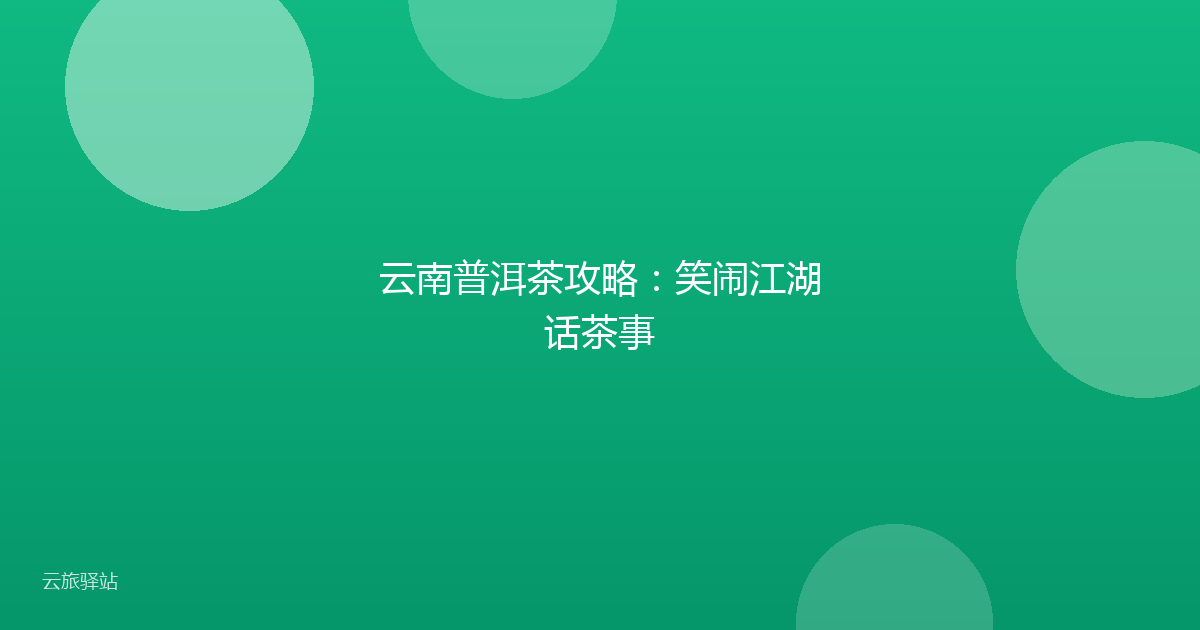 云南普洱茶攻略:笑闹江湖话茶事