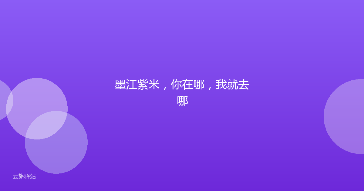 墨江紫米，你在哪，我就去哪