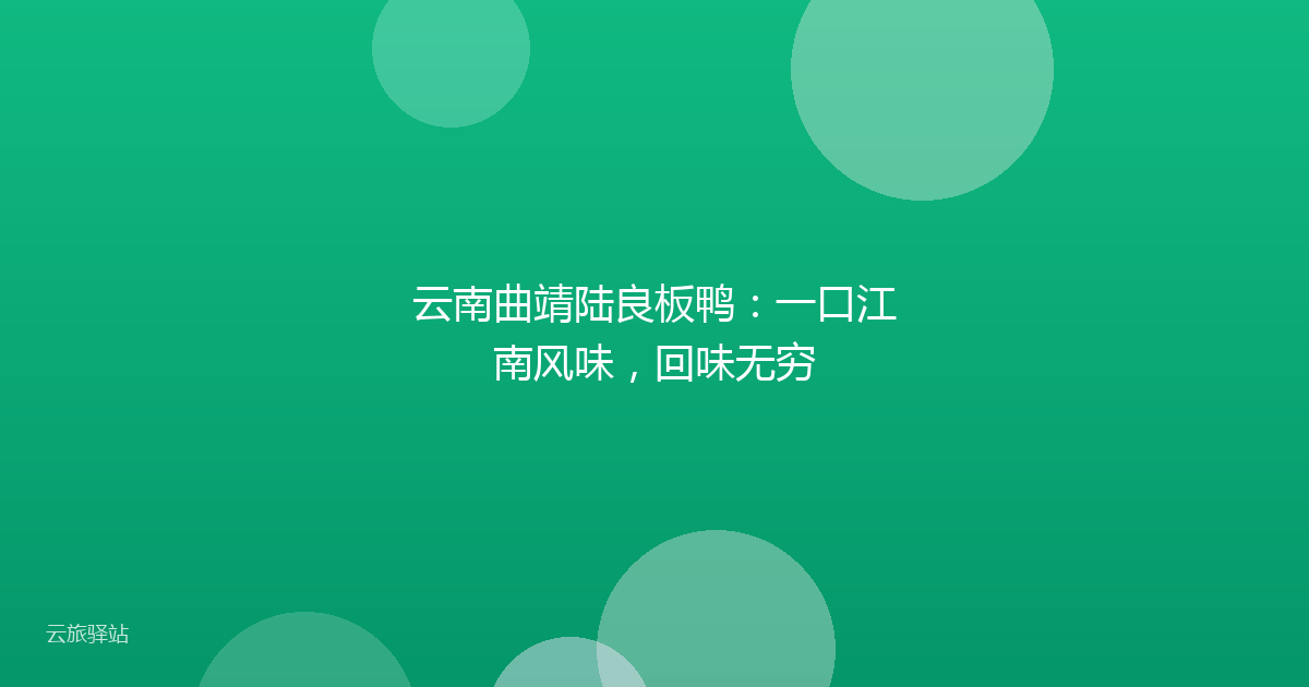 云南曲靖陆良板鸭:一口江南风味,回味无穷